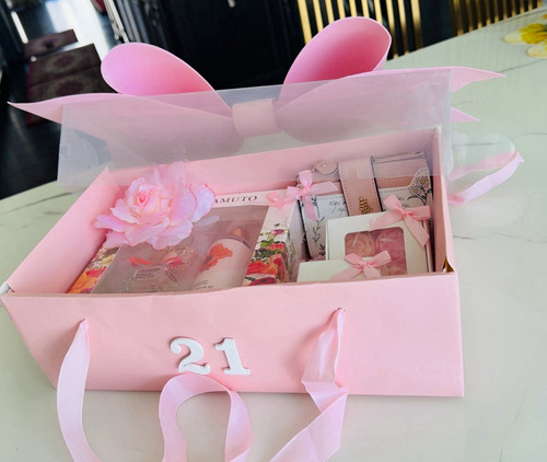 Pink birthday gift basket - birthday,